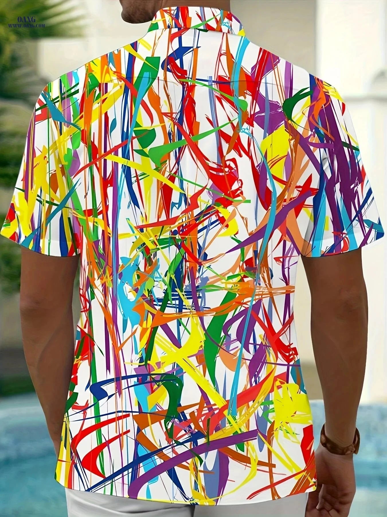 Men's Summer Tie-Dye Short Sleeve Shirt - Stylish and Comfortable   OAXG Mixed colors / FR M