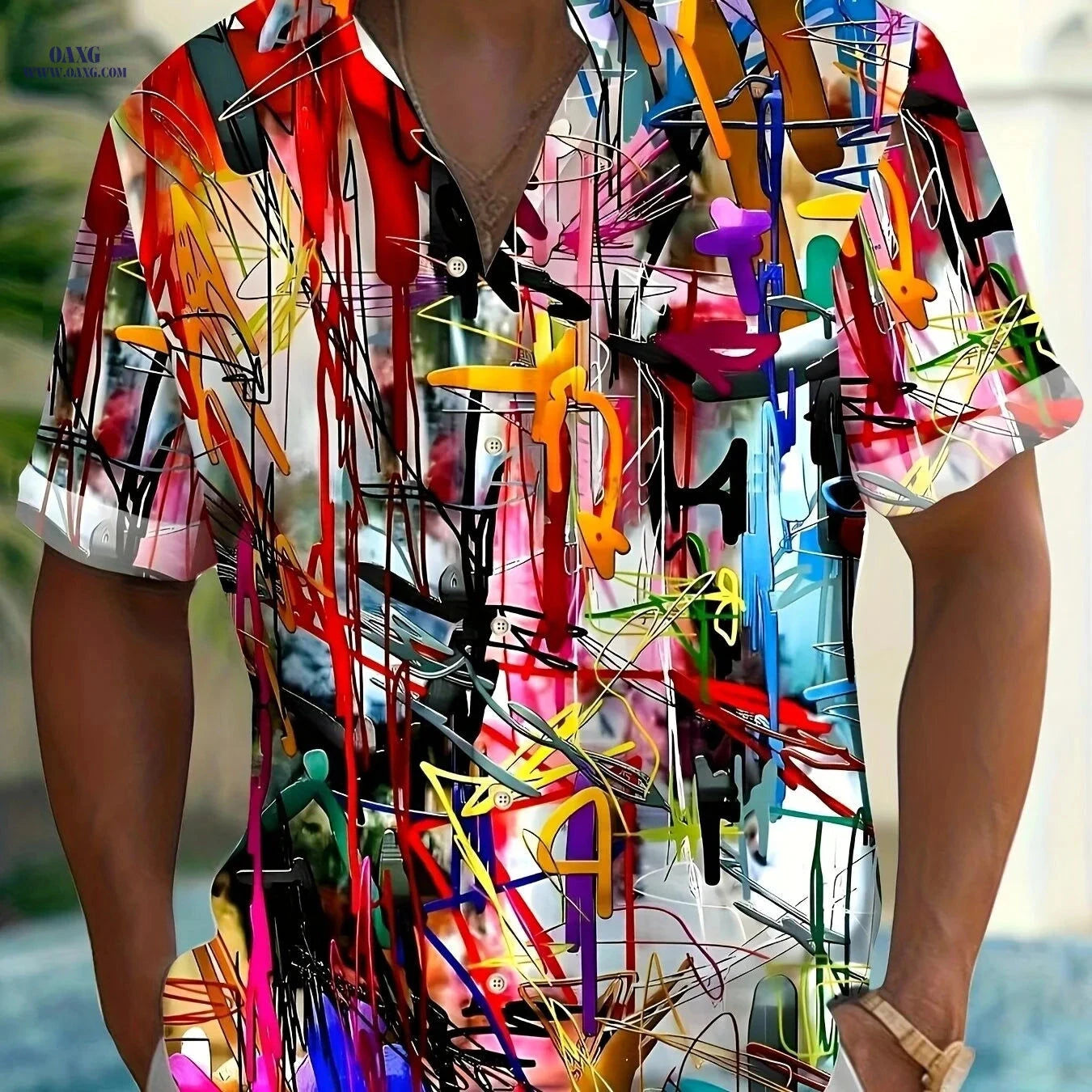 Men's Summer Tie-Dye Short Sleeve Shirt - Stylish and Comfortable   OAXG Mixed colors / FR M