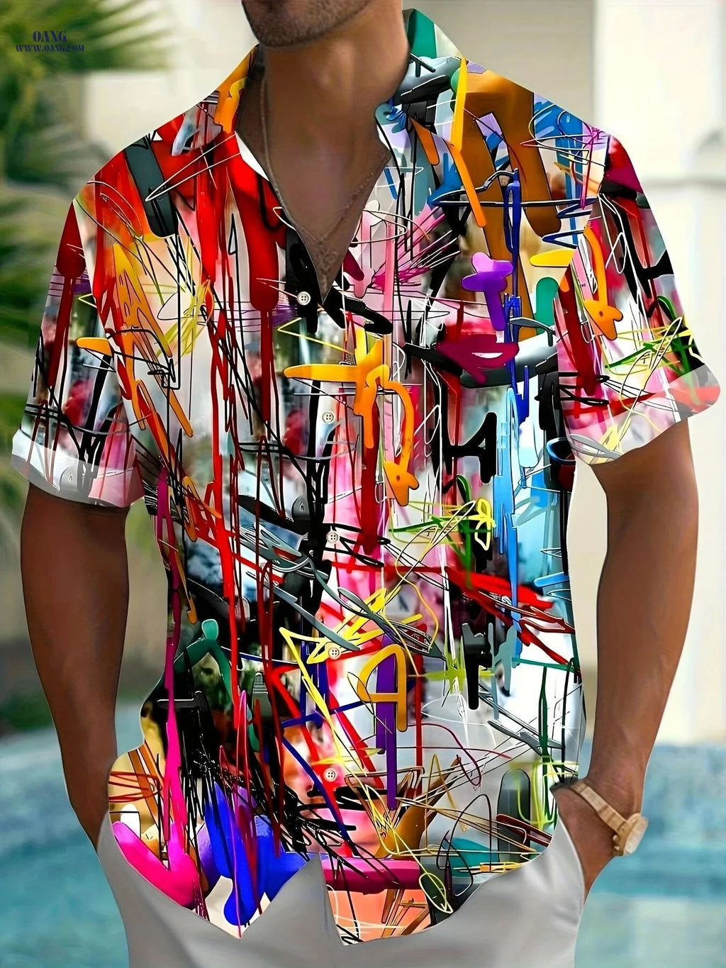 Men's Summer Tie-Dye Short Sleeve Shirt - Stylish and Comfortable   OAXG Mixed colors / FR M