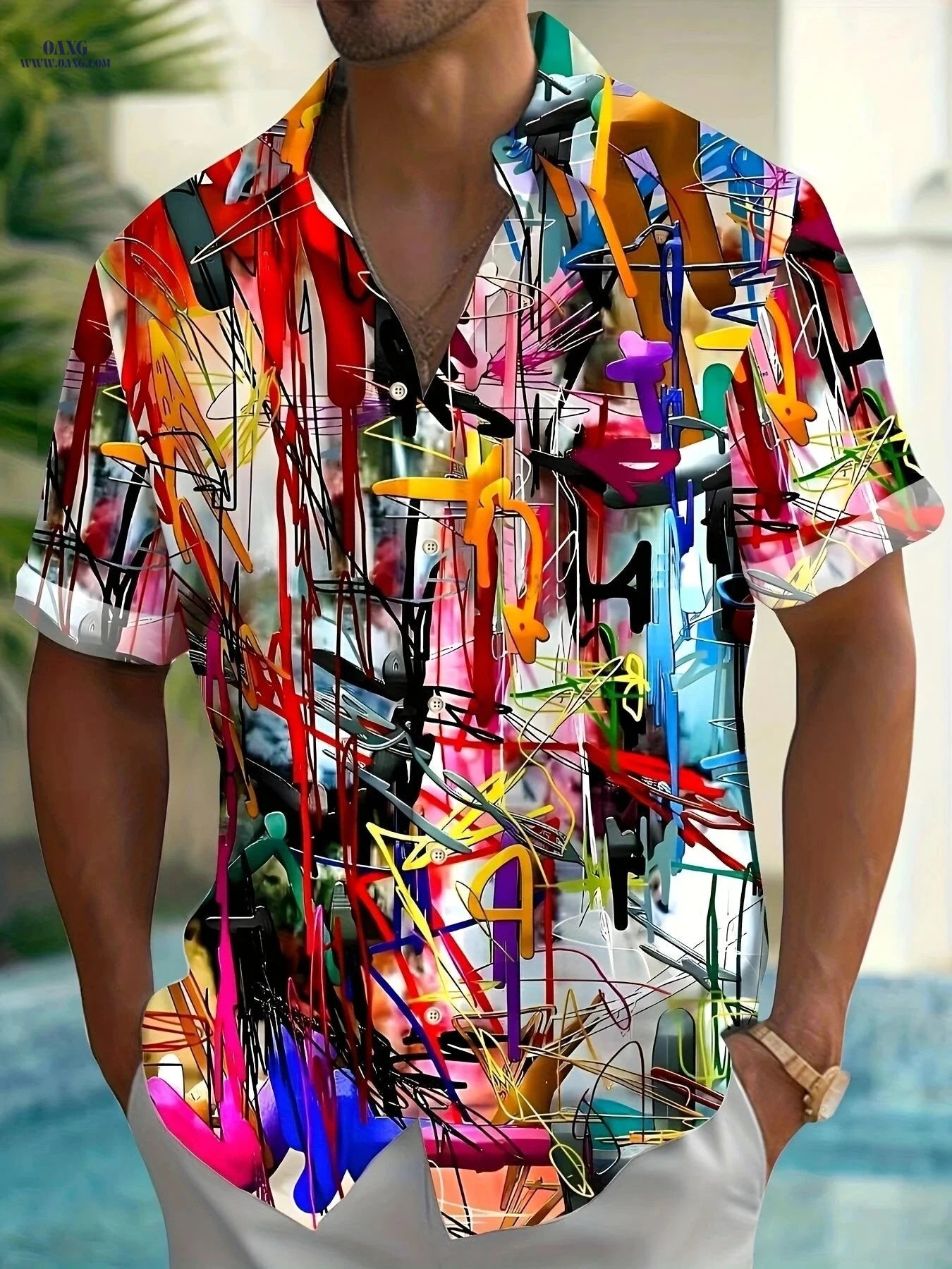 Men's Summer Tie-Dye Short Sleeve Shirt - Stylish and Comfortable   OAXG Mixed colors / FR M