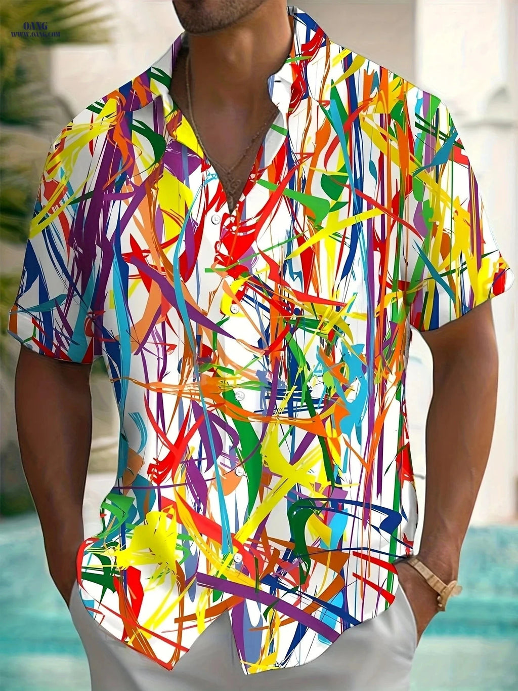 Men's Summer Tie-Dye Short Sleeve Shirt - Stylish and Comfortable   OAXG Mixed colors / FR M