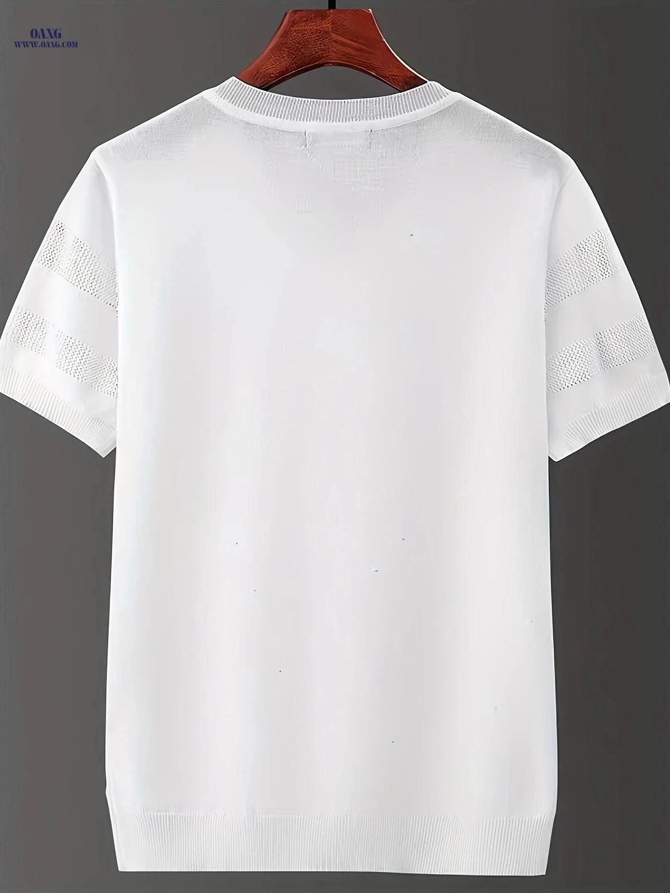 Men’s Summer V-Neck Knitted Short Sleeve - Solid Color Fashion Top   OAXG White / FR S