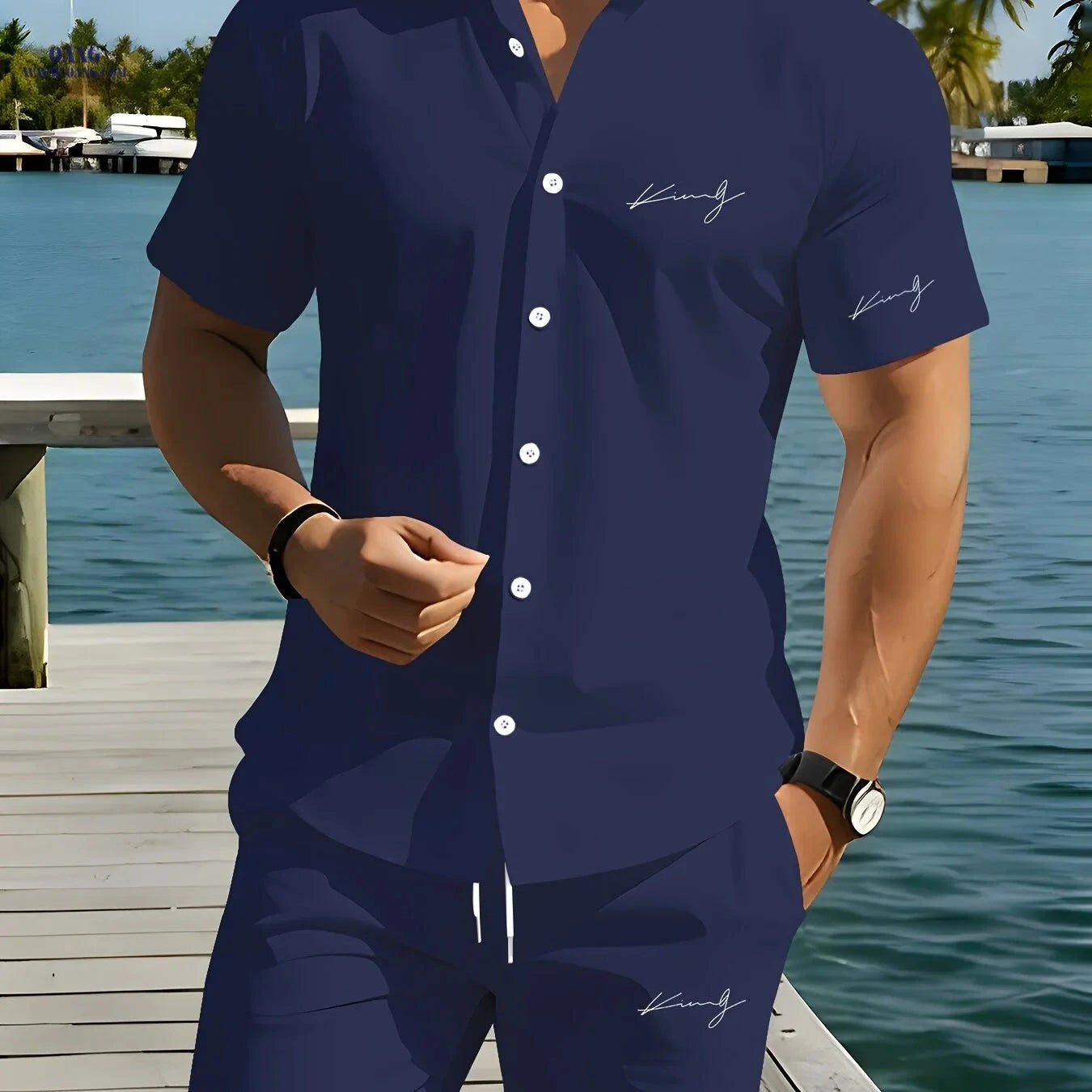 Men’s Summer Vacation Shirt Set - Comfortable 2-Piece Outfit   OAXG 