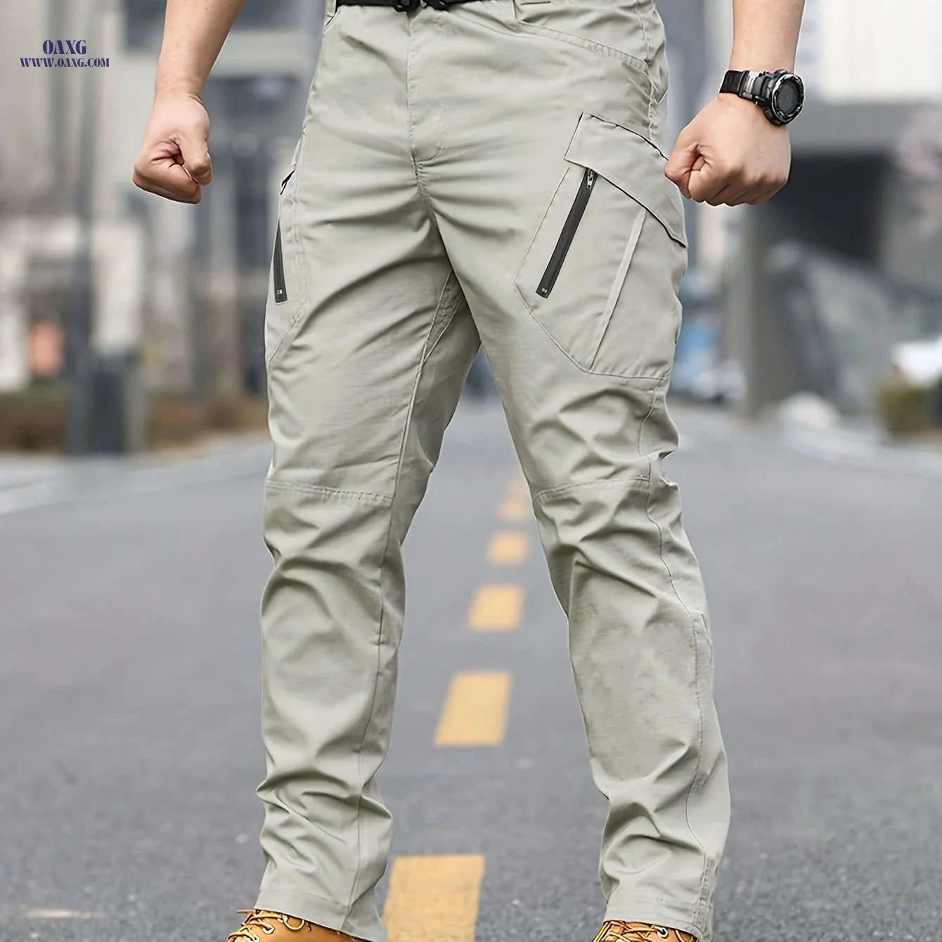 Men's Tactical Cargo Pants - Casual Multi-Pocket Outdoor Trousers   OAXG Light Khaki / FR S