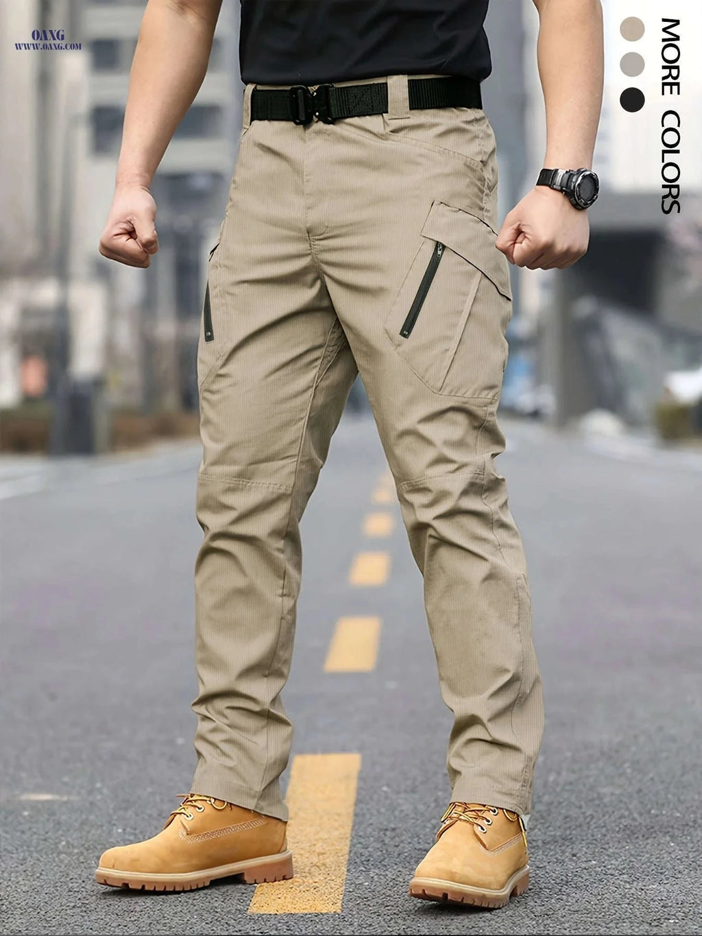 Men's Tactical Cargo Pants - Casual Multi-Pocket Outdoor Trousers   OAXG Light Khaki / FR S