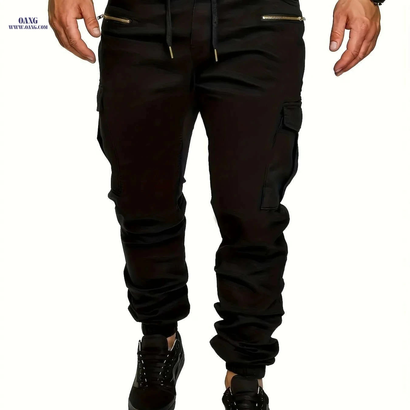 Men's Tan Cargo Pants - Adjustable Waist & Multi-Pocket Design   OAXG 