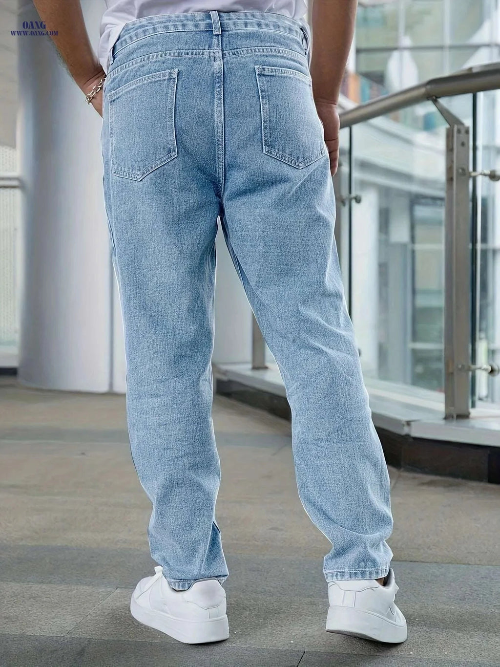 Men’s Tapered Jeans - High Stretch Cotton Blend for All-Season Wear   OAXG 