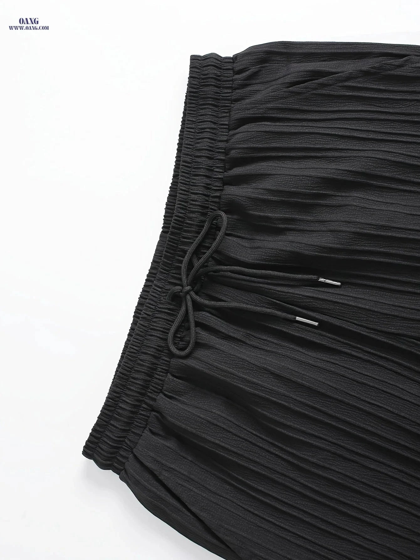 Men's Textured Wave Stripe Casual Collared Shirt & Pants Suit   OAXG Black+Apricot / FR S