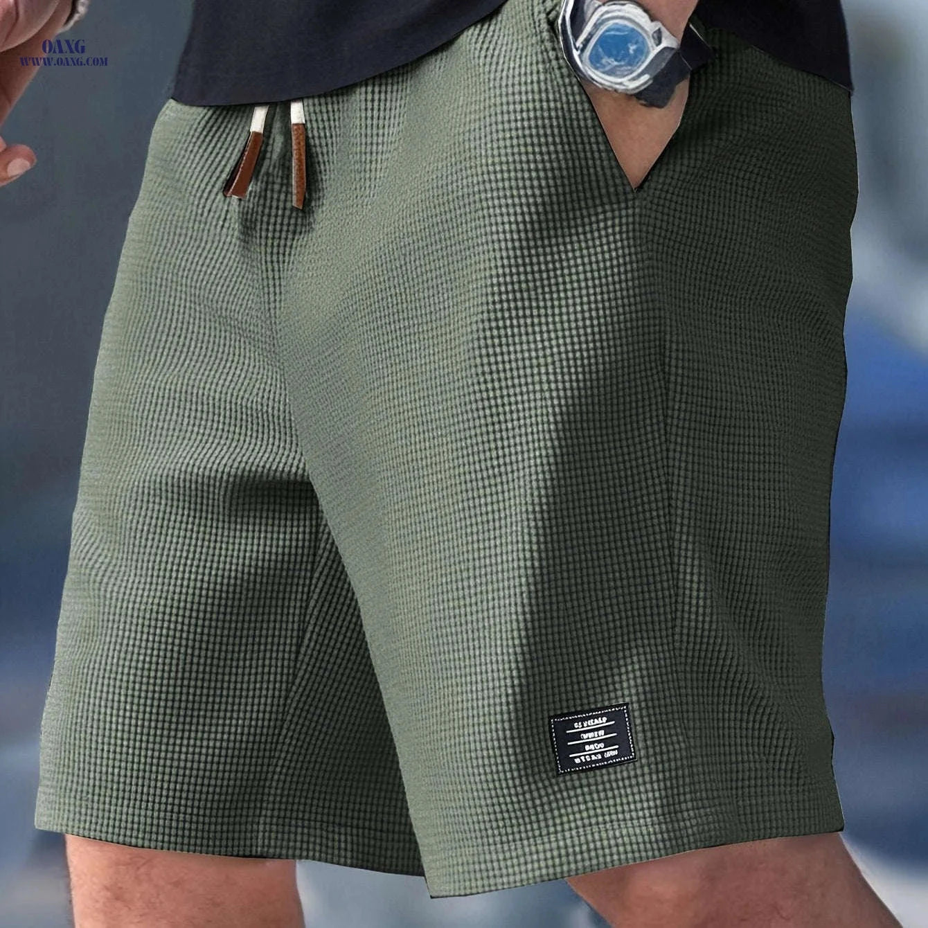 Men's Textured Woven Casual Shorts - Perfect for Everyday Outings   OAXG Apricot / FR S