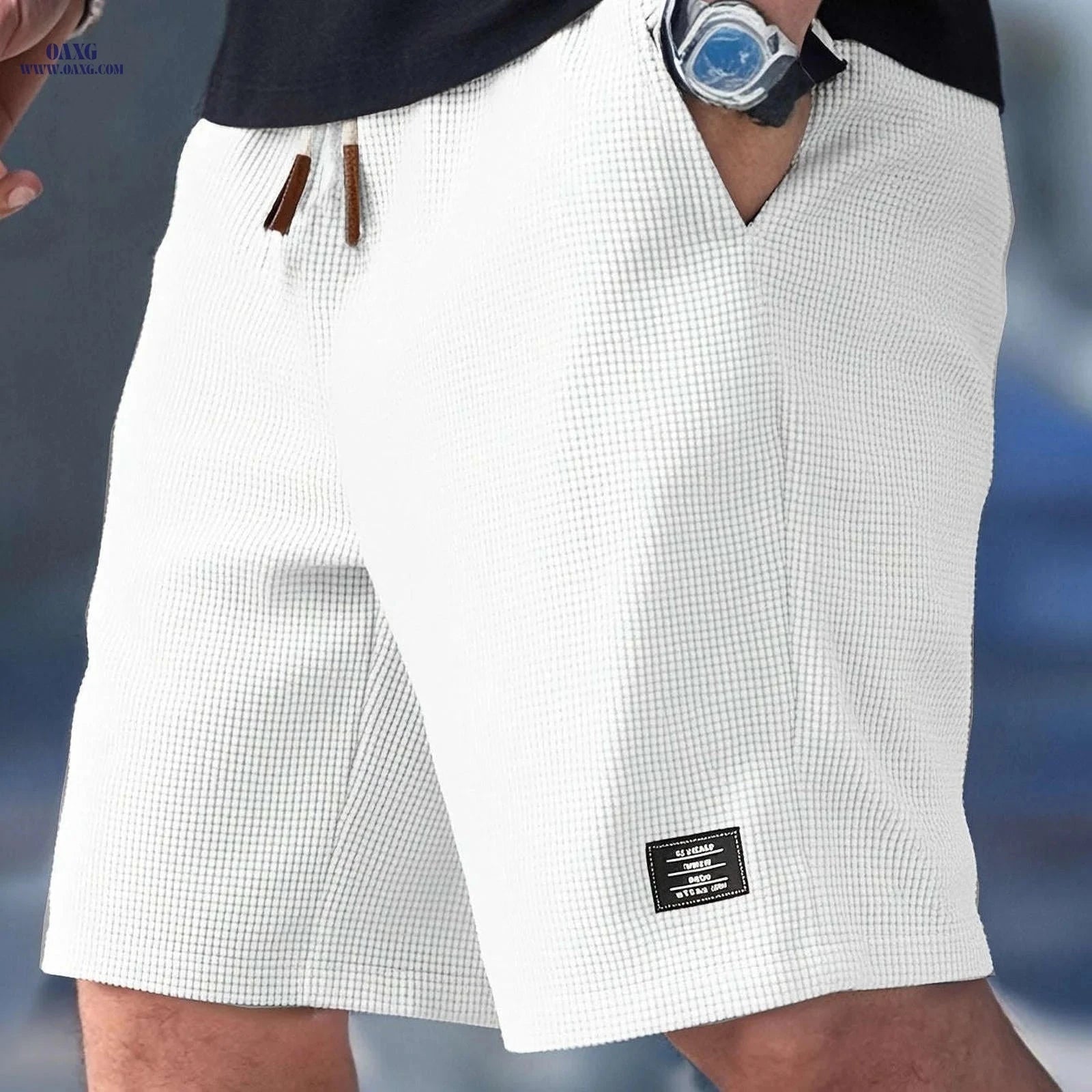 Men's Textured Woven Casual Shorts - Perfect for Everyday Outings   OAXG Apricot / FR S