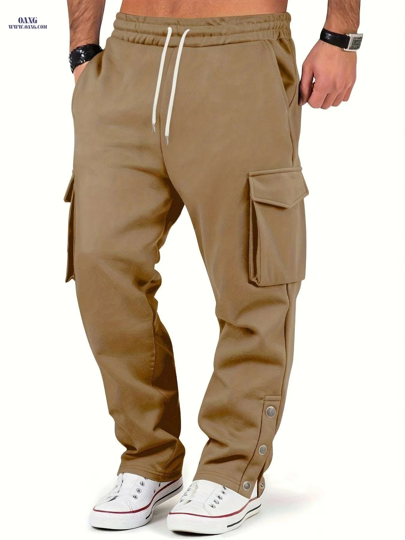 Men's Thermal Cargo Pants - Heavy-Duty, Loose Fit for Winter Workouts   OAXG 