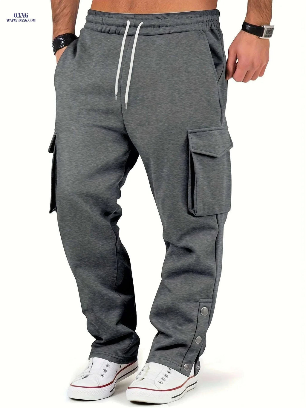 Men's Thermal Cargo Pants - Heavy-Duty, Loose Fit for Winter Workouts   OAXG 