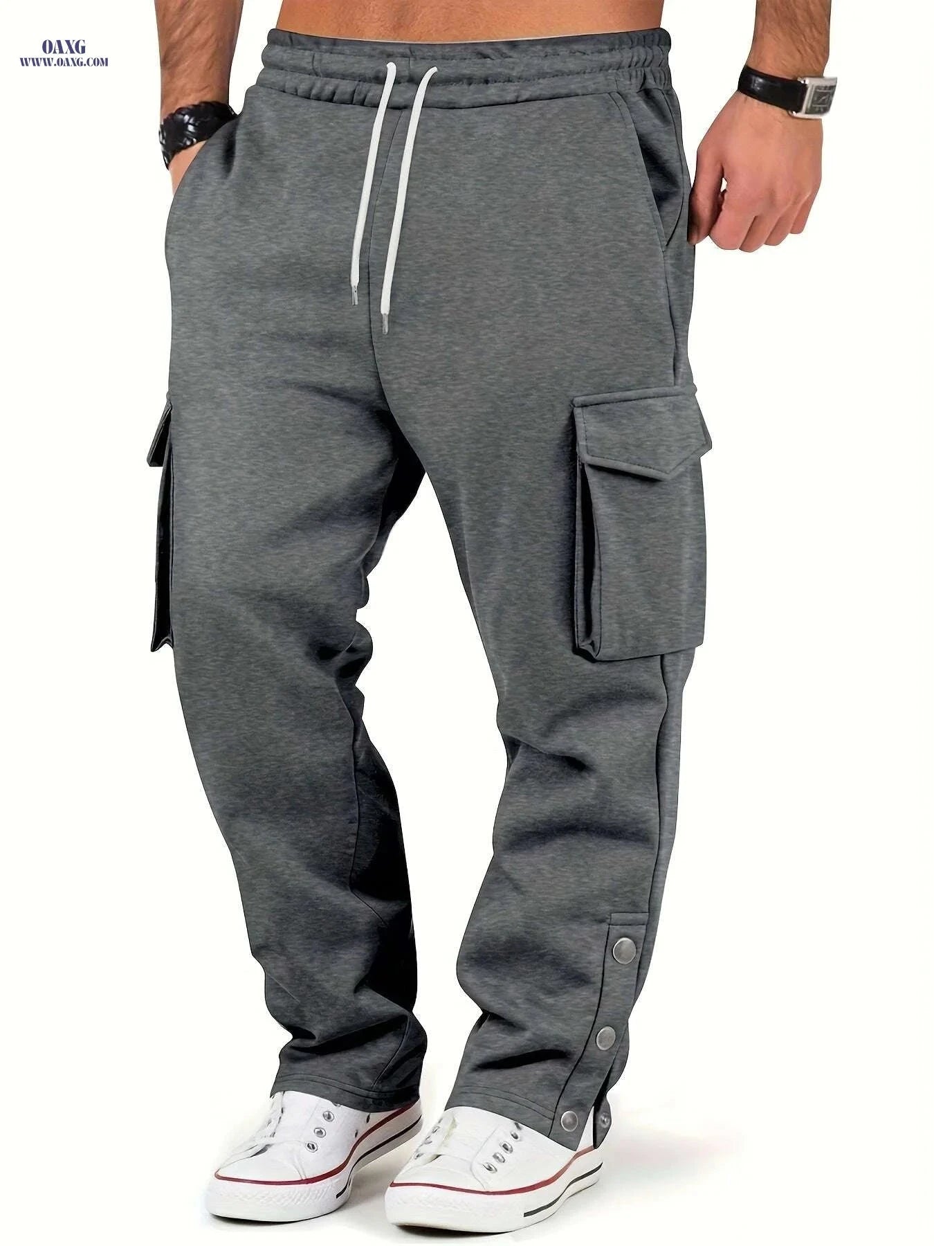 Men's Thermal Cargo Pants - Heavy-Duty, Loose Fit for Winter Workouts   OAXG 