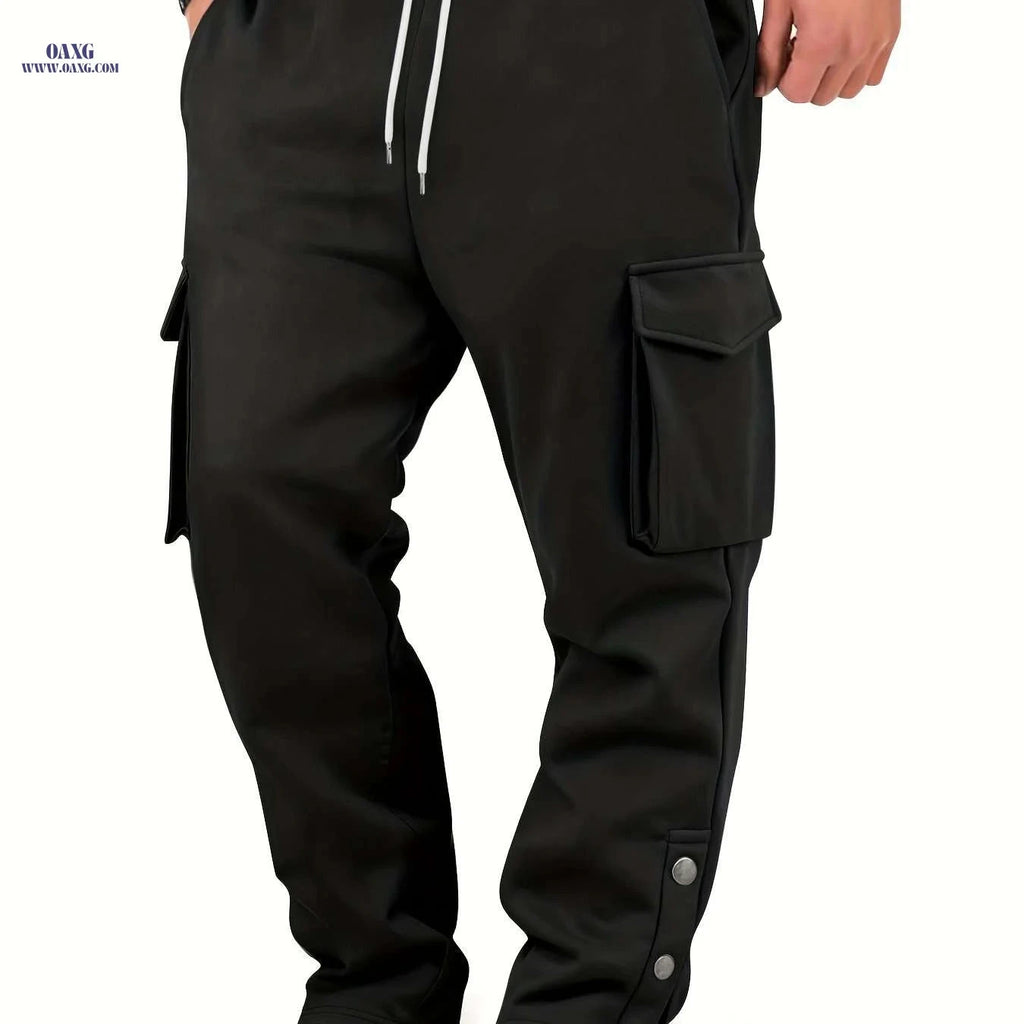 Men's Thermal Cargo Pants - Heavy-Duty, Loose Fit for Winter Workouts   OAXG 