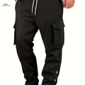 Men's Thermal Cargo Pants - Heavy-Duty, Loose Fit for Winter Workouts   OAXG 
