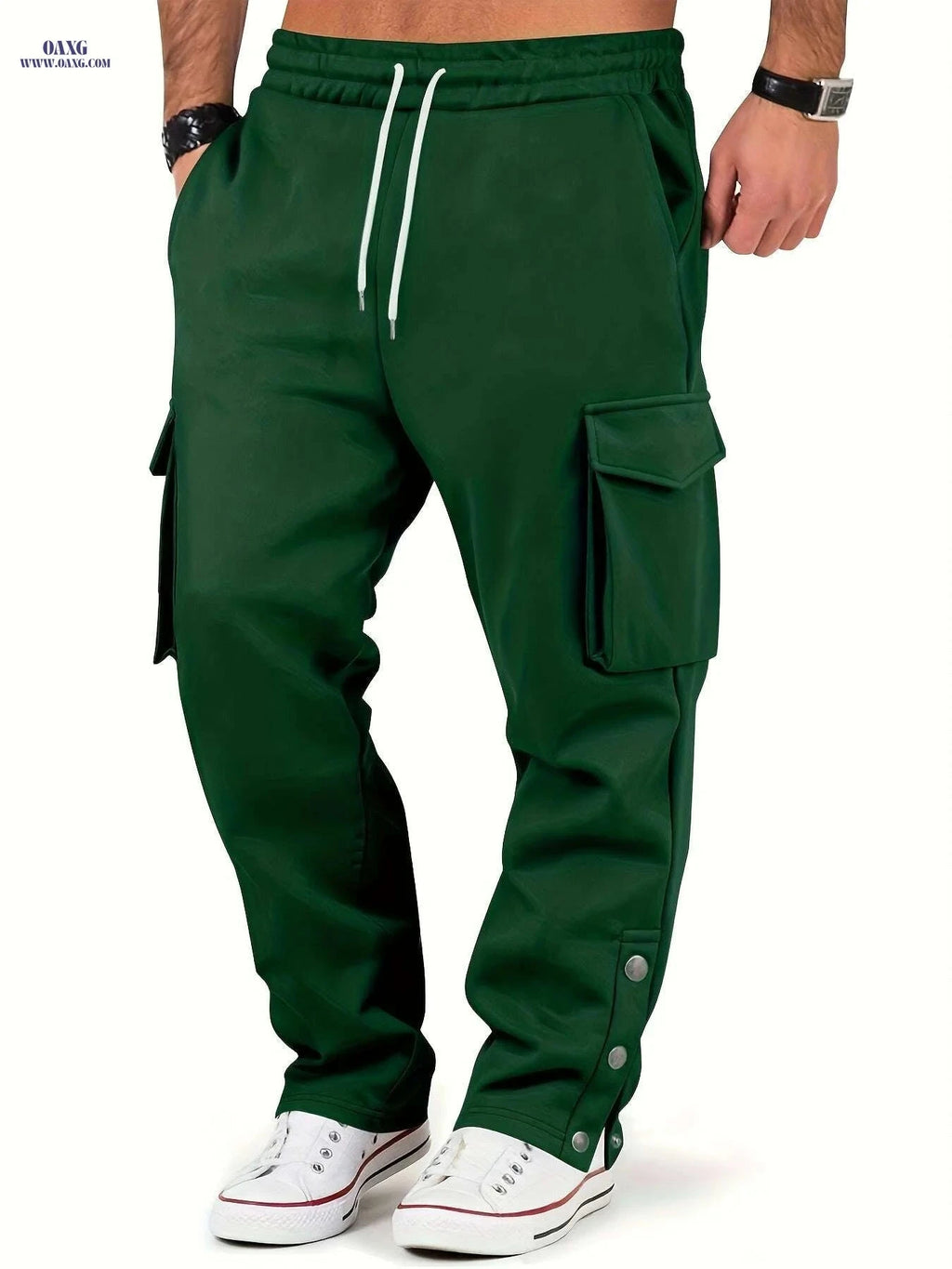Men's Thermal Cargo Pants - Heavy-Duty, Loose Fit for Winter Workouts   OAXG Black / S