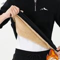 Men's Thermal Fleece Pullover - Cozy Geometric Print, 1/4 Zipper   OAXG Black / FR XS