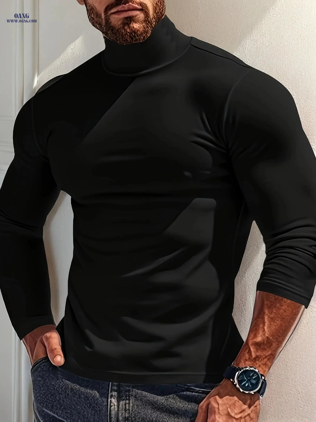 Men's Thermal Fleece Shirt - Cozy, Stretchy Casual Wear for Fall   OAXG 