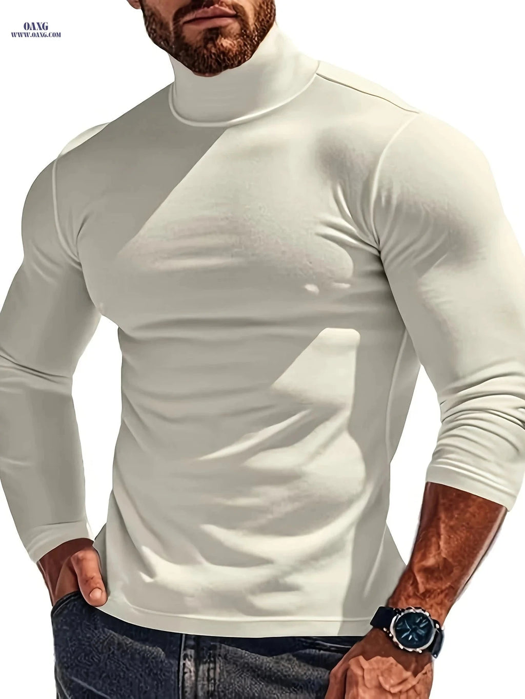 Men's Thermal Fleece Shirt - Cozy, Stretchy Casual Wear for Fall   OAXG White / FR S