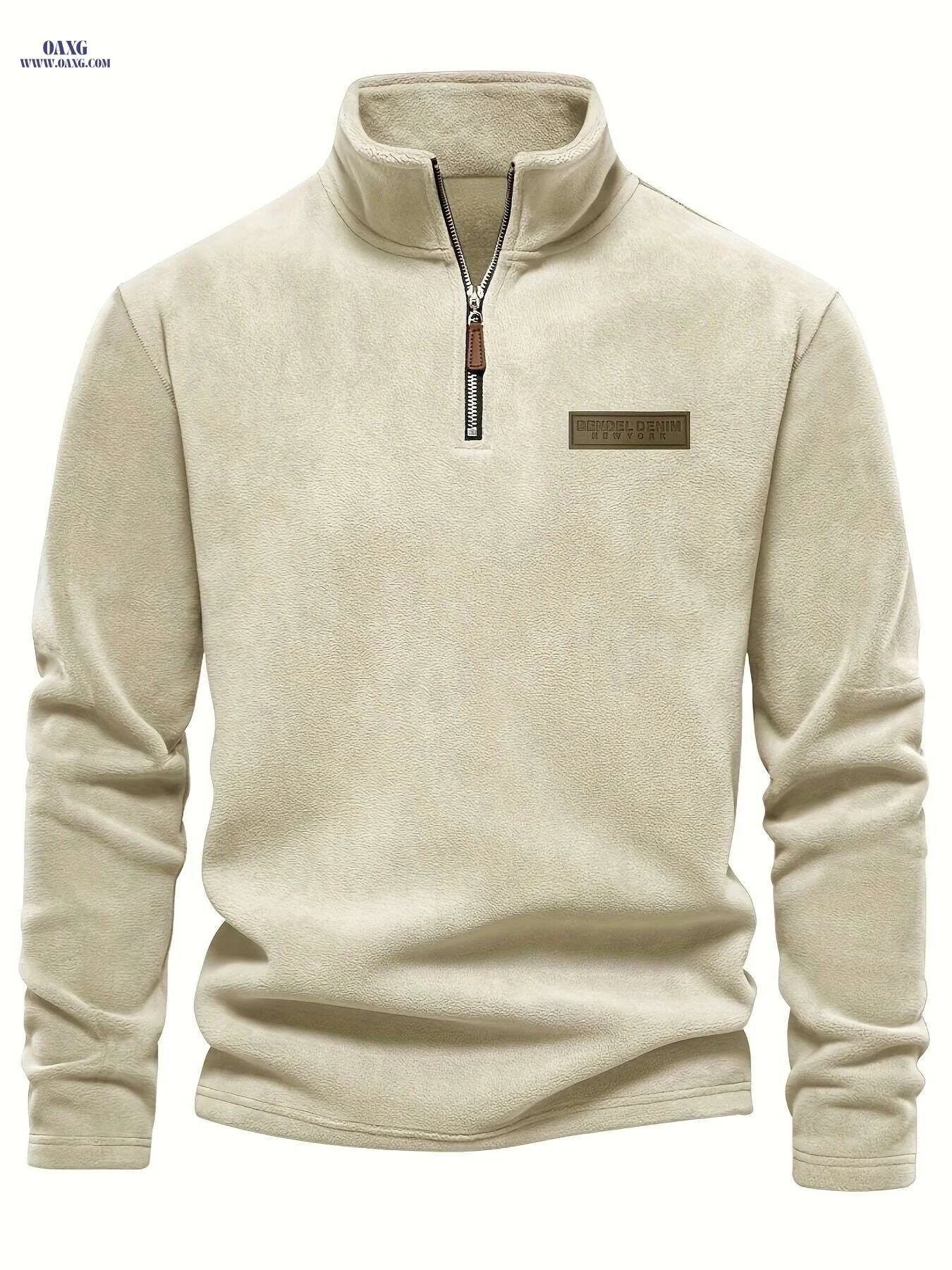 Men's Thermal Half-Zip Sweater Jacket - Warm & Machine Washable   OAXG Apricot / S