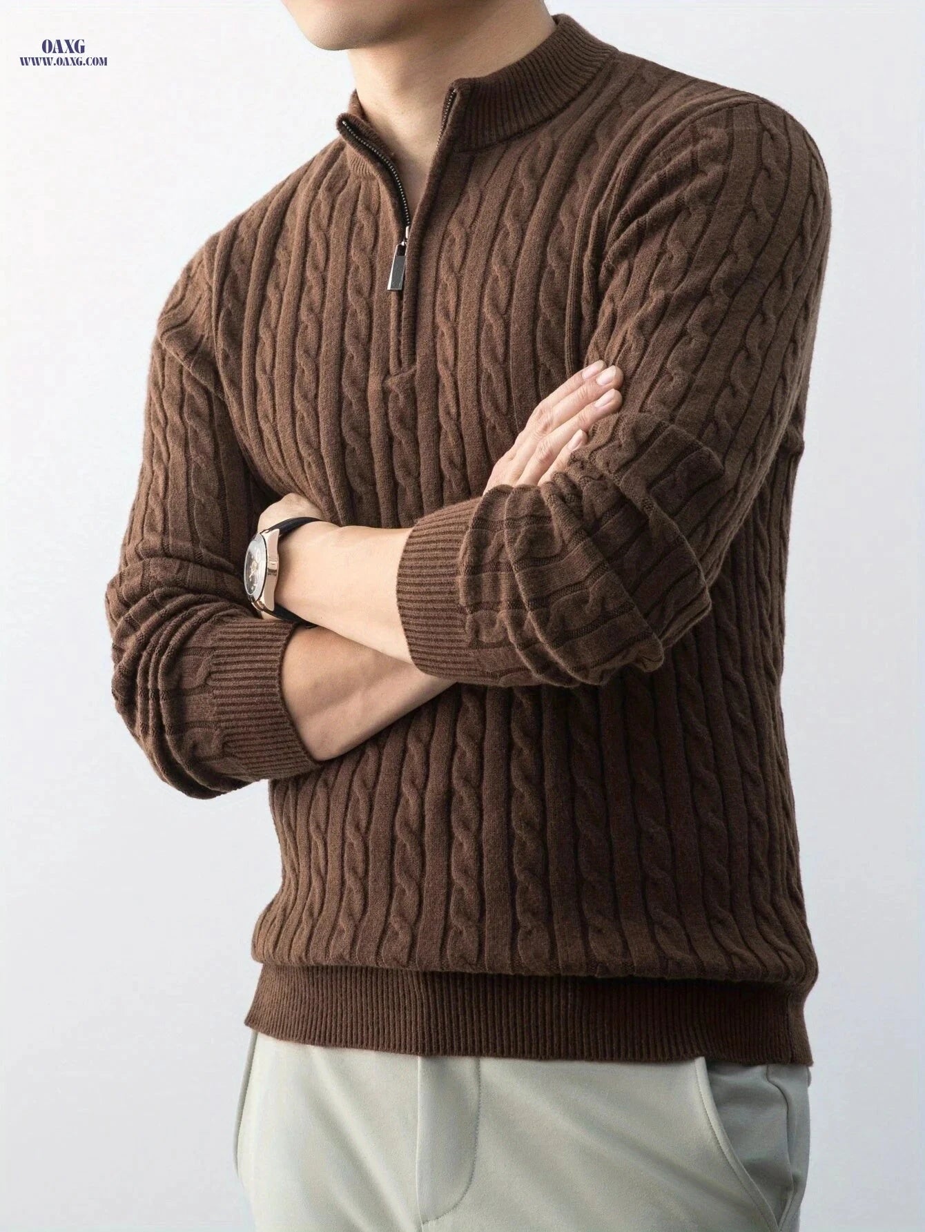Men’s Thick Cable-Knit Sweater - Warm & Cold-Resistant Casual Style   OAXG 