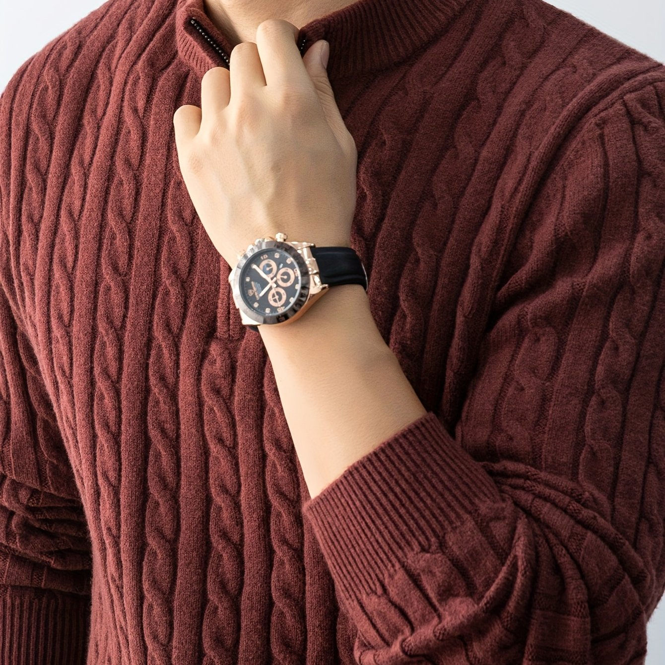 Men’s Thick Cable-Knit Sweater - Warm & Cold-Resistant Casual Style   OAXG 