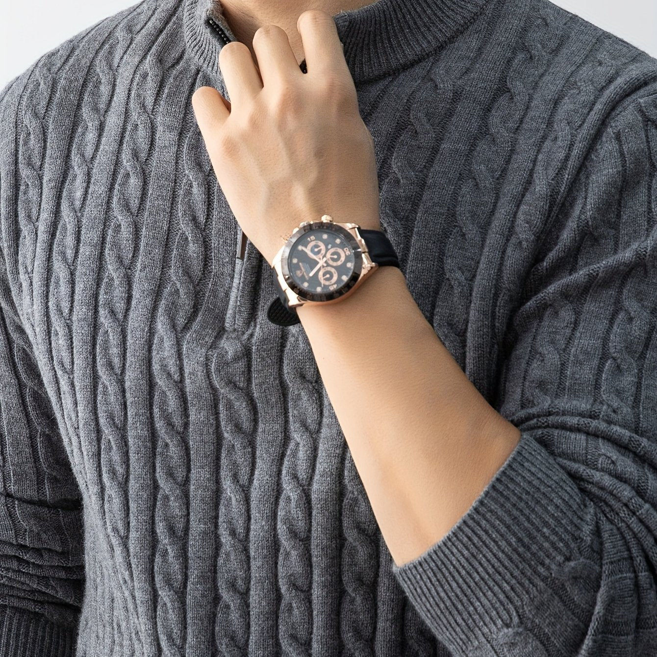 Men’s Thick Cable-Knit Sweater - Warm & Cold-Resistant Casual Style   OAXG 