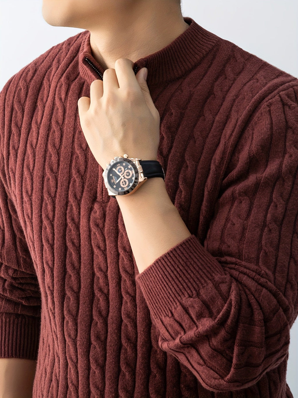 Men’s Thick Cable-Knit Sweater - Warm & Cold-Resistant Casual Style   OAXG 