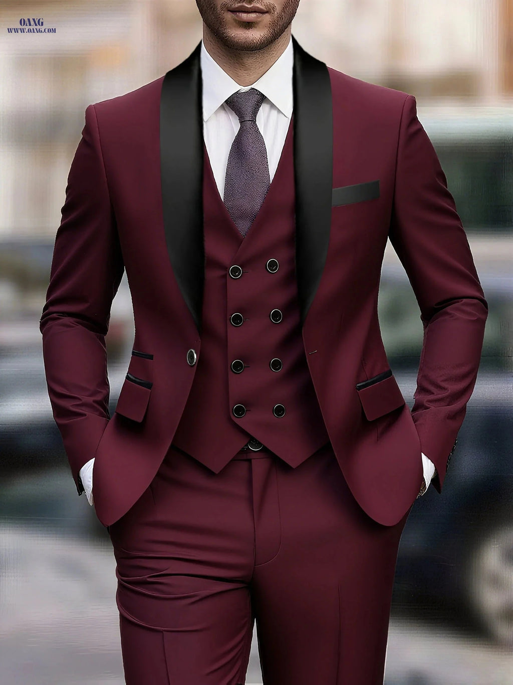 Men's Three-Piece Suit - Coat, Vest & Trousers for Weddings   OAXG 