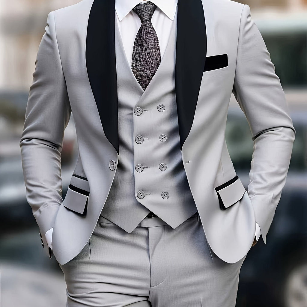 Men's Three-Piece Suit - Coat, Vest & Trousers for Weddings   OAXG 