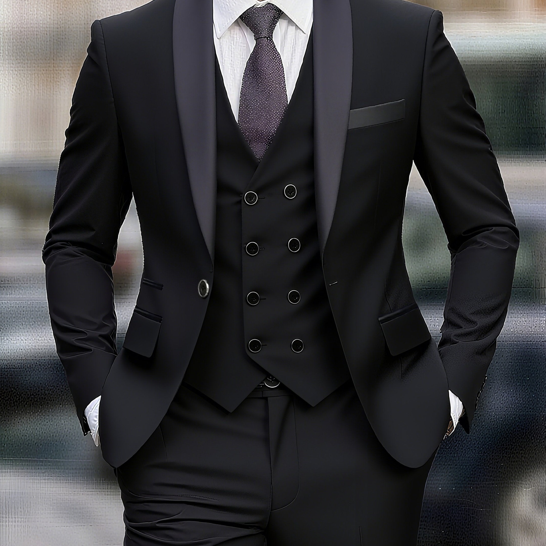 Men's Three-Piece Suit - Coat, Vest & Trousers for Weddings   OAXG 