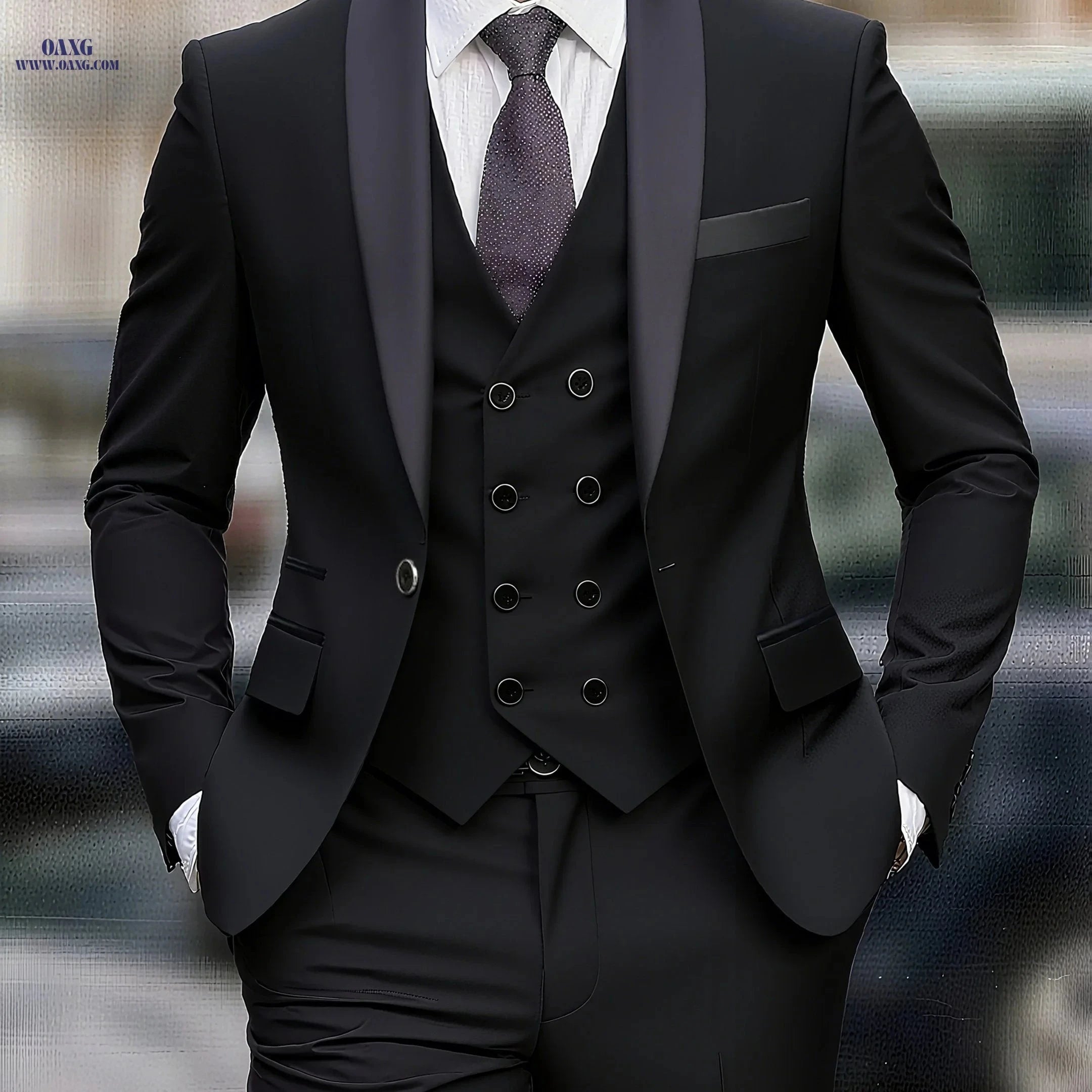 Men's Three-Piece Suit - Coat, Vest & Trousers for Weddings   OAXG 