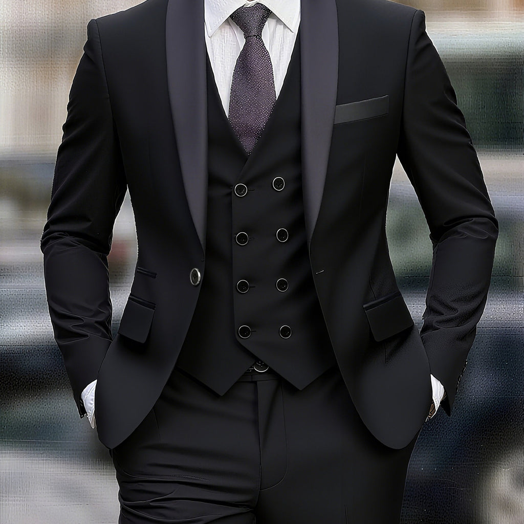 Men's Three-Piece Suit - Coat, Vest & Trousers for Weddings   OAXG 