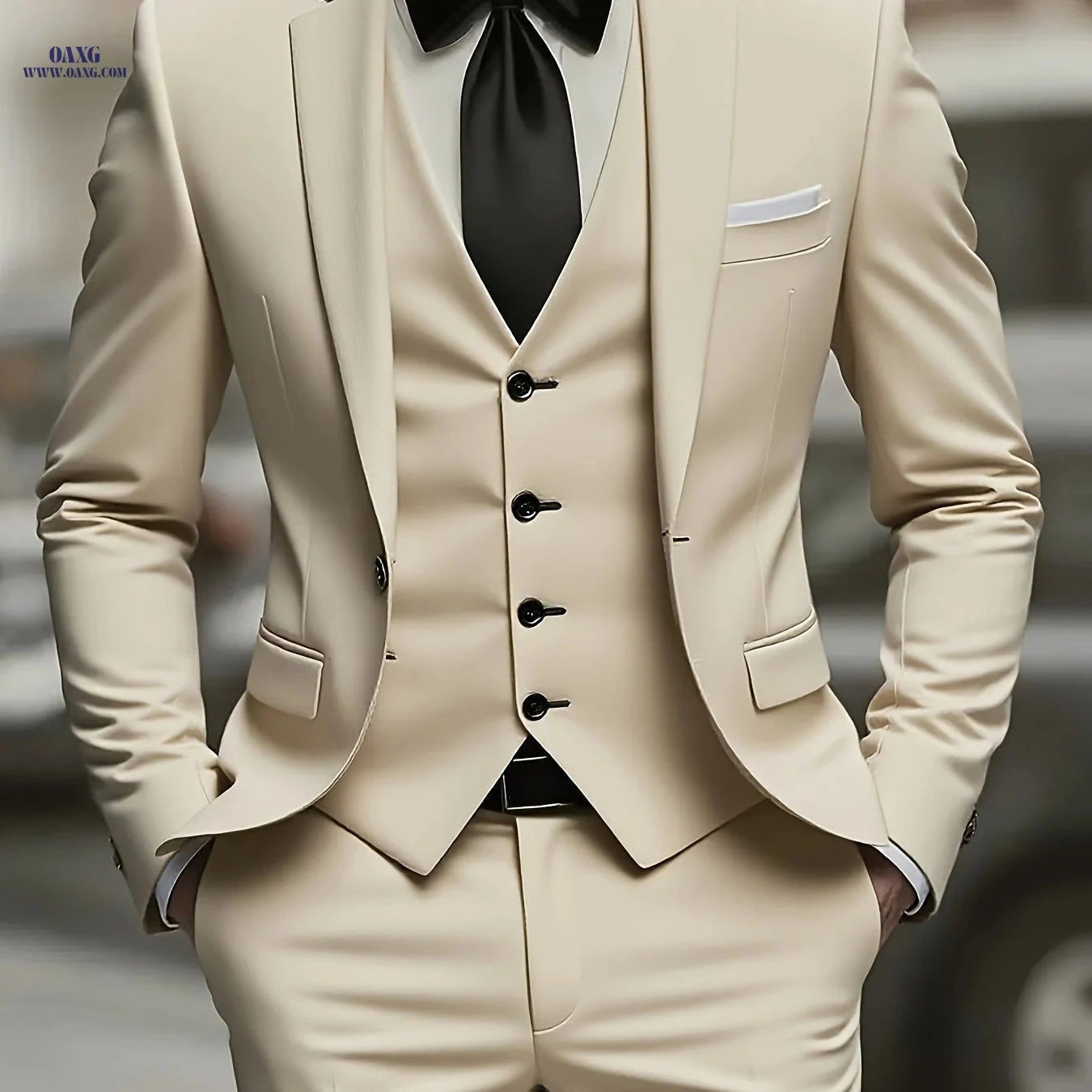 Men's Three-Piece Suit - Jacket, Vest & Trousers for Formal Events   OAXG 