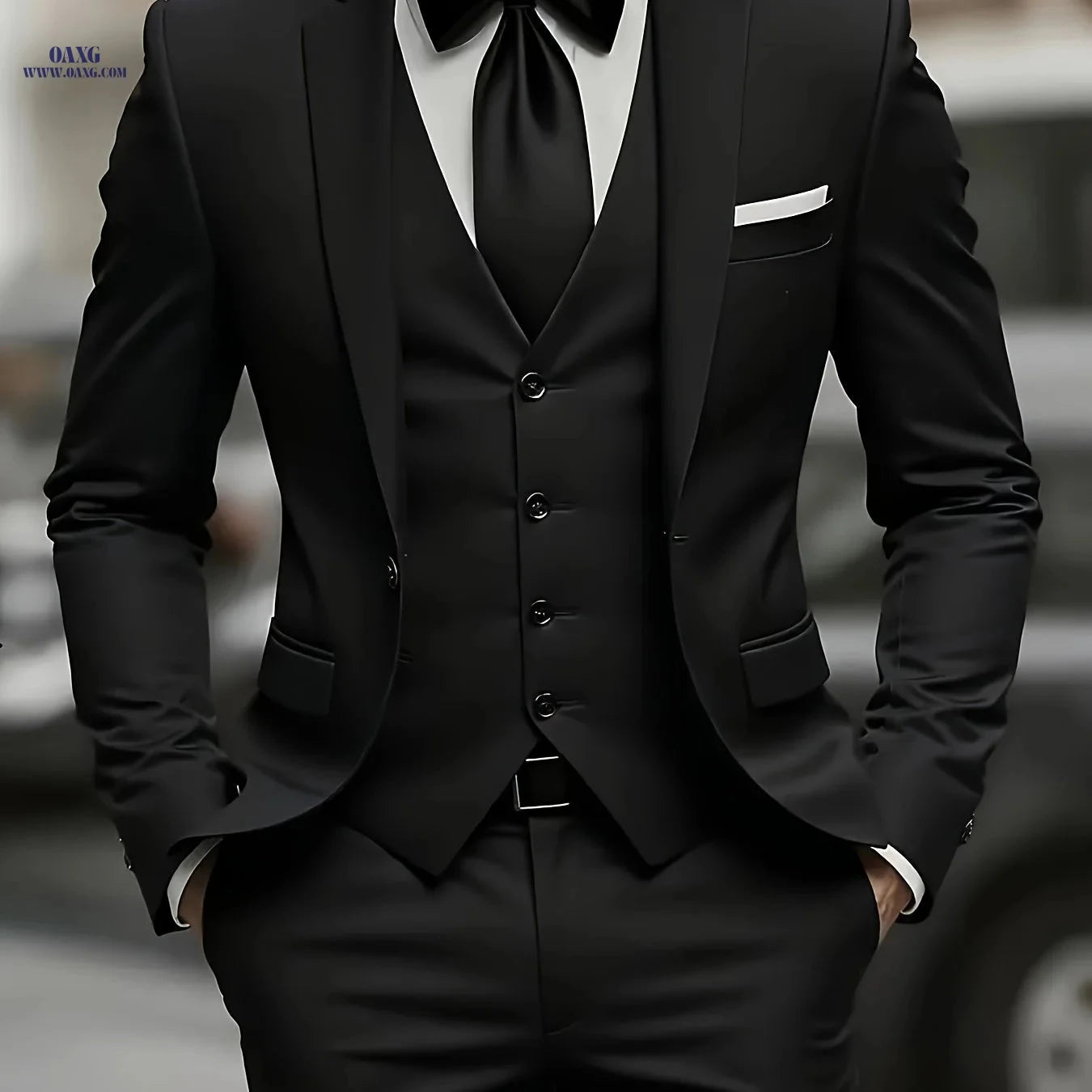 Men's Three-Piece Suit - Jacket, Vest & Trousers for Formal Events   OAXG 