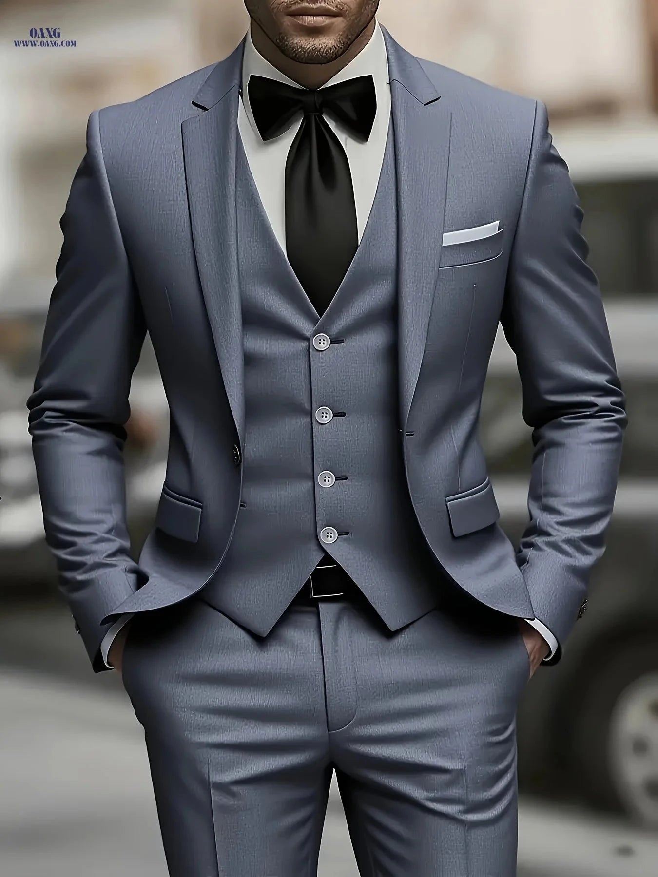 Men's Three-Piece Suit - Jacket, Vest & Trousers for Formal Events   OAXG 