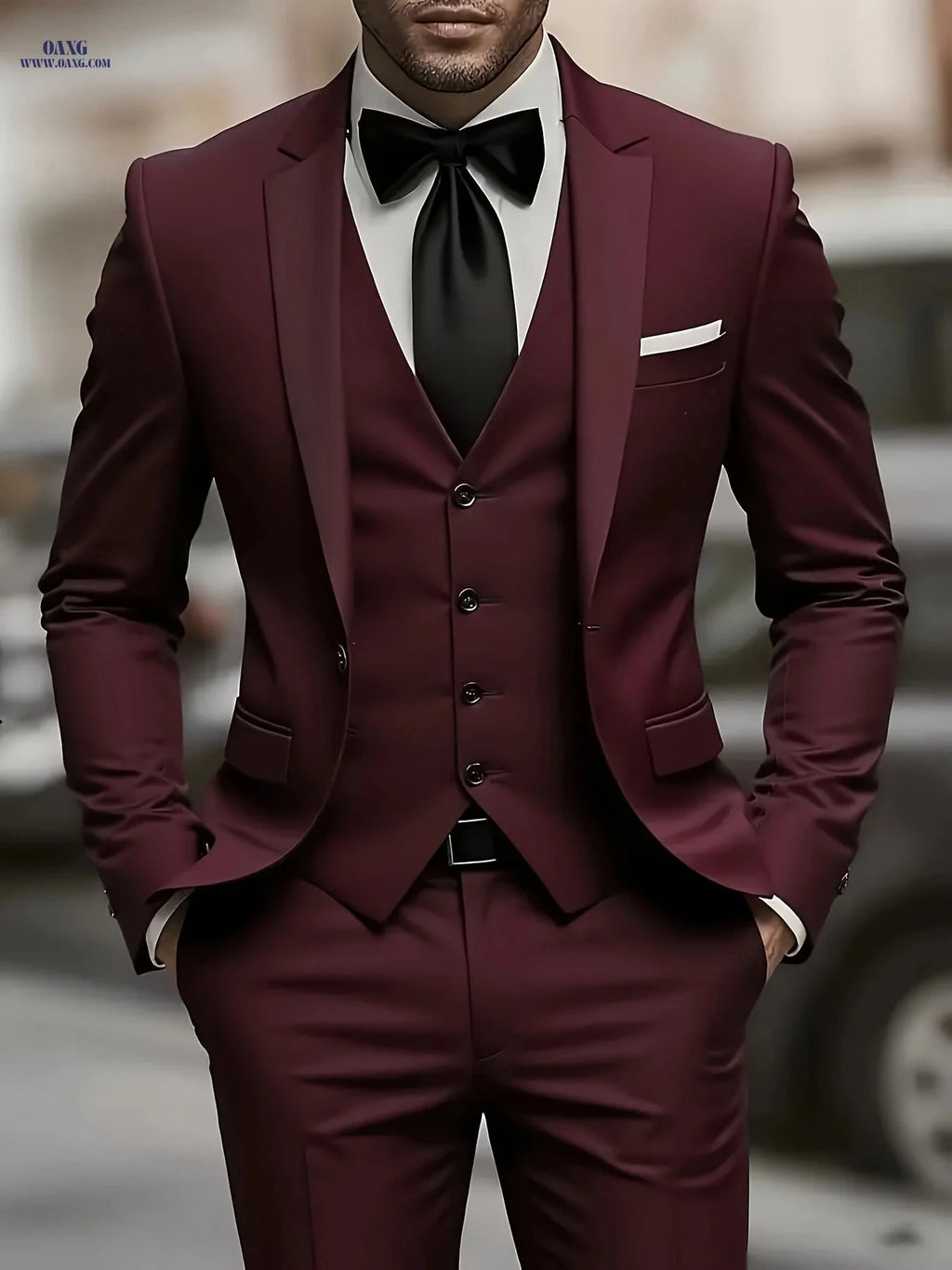 Men's Three-Piece Suit - Jacket, Vest & Trousers for Formal Events   OAXG 