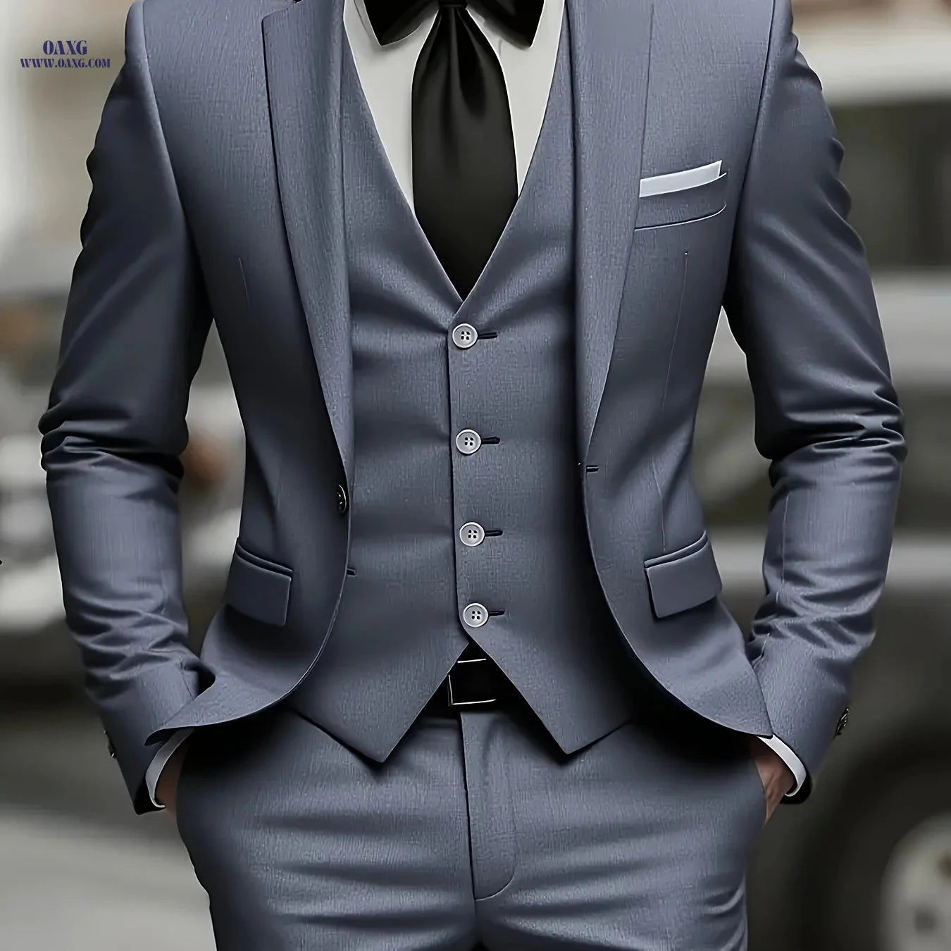 Men's Three-Piece Suit - Jacket, Vest & Trousers for Formal Events   OAXG 