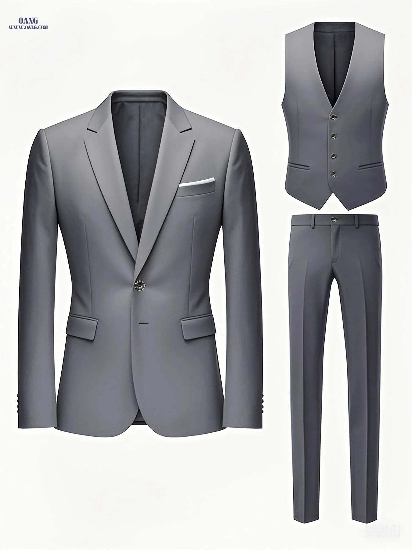 Men’s Three-Piece Suit - Notch Lapel for Weddings and Formal Events   OAXG 