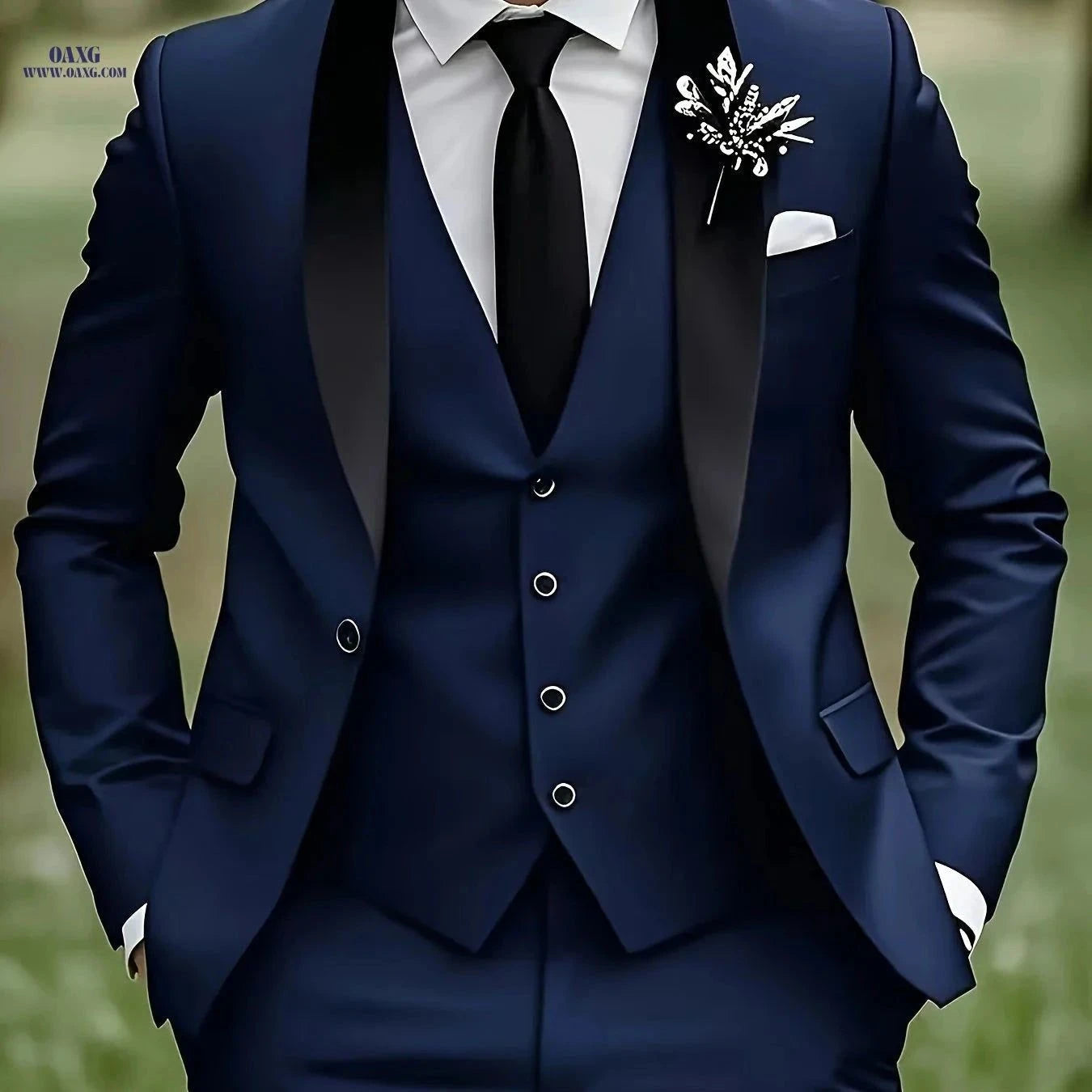 Men's Three-Piece Suit - Notch Lapel Jacket, Pants & Vest Set   OAXG Beige / FR XXS
