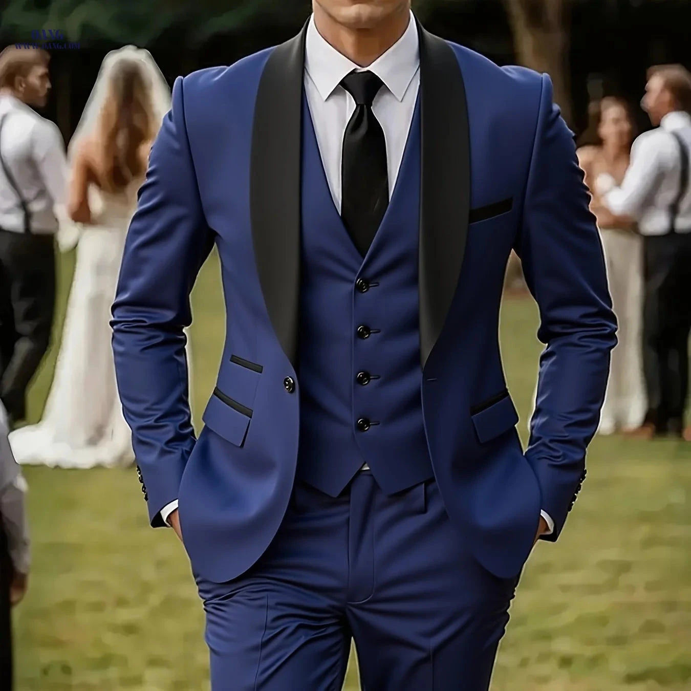 Men’s Three-Piece Suit - Notch Lapel Wedding & Business Outfit   OAXG 