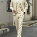 Men's Three-Piece Suit Set - Blazer, Vest & Pants for Business Events   OAXG Beige / FR XXS