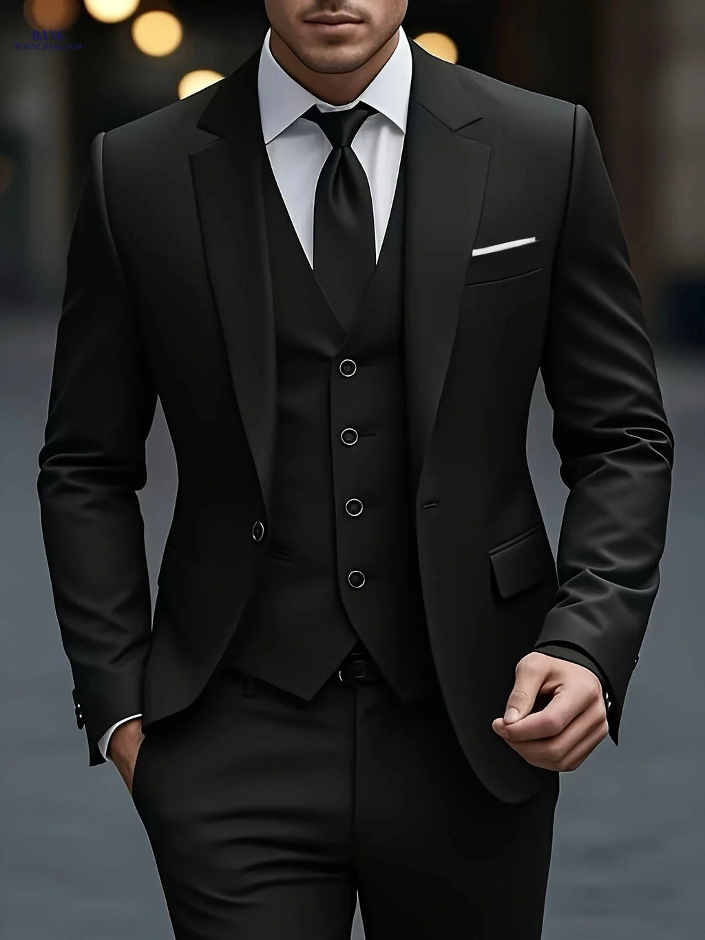 Men's Three-Piece Tuxedo Suit - Tailored for Weddings & Formal Events   OAXG 