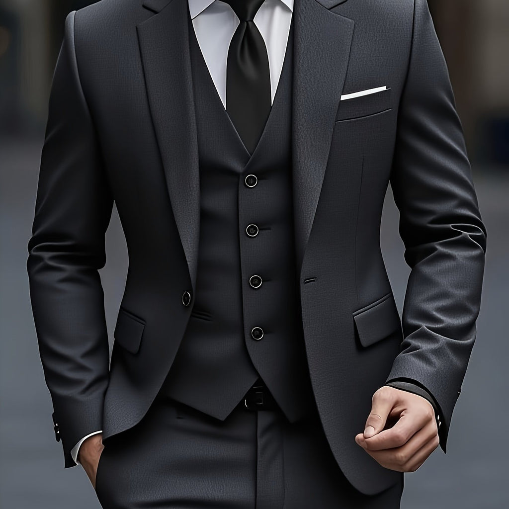 Men's Three-Piece Tuxedo Suit - Tailored for Weddings & Formal Events   OAXG 