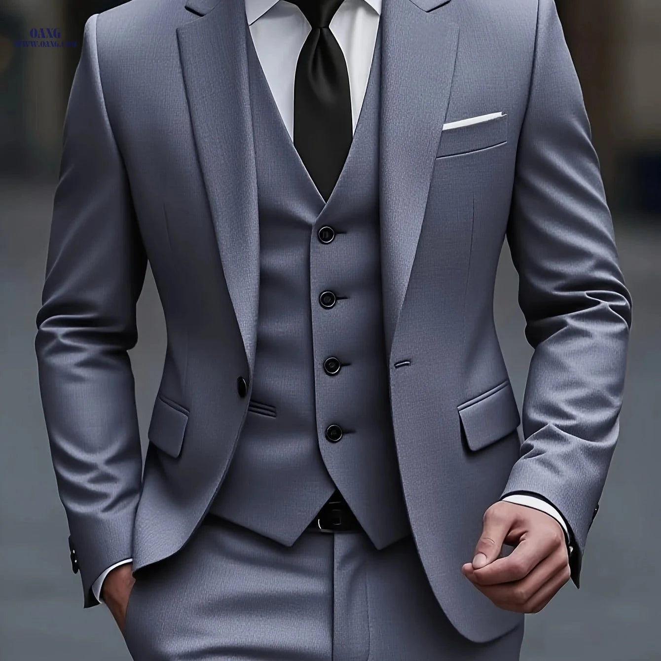 Men's Three-Piece Tuxedo Suit - Tailored for Weddings & Formal Events   OAXG 