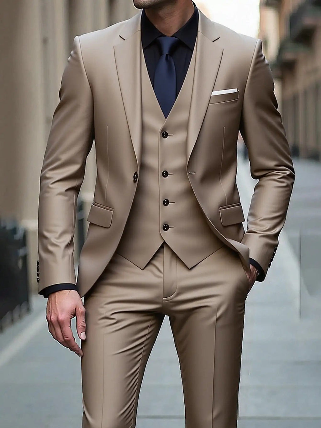 Men's Three-Piece Tuxedo Suit - Tailored for Weddings & Formal Events   OAXG 