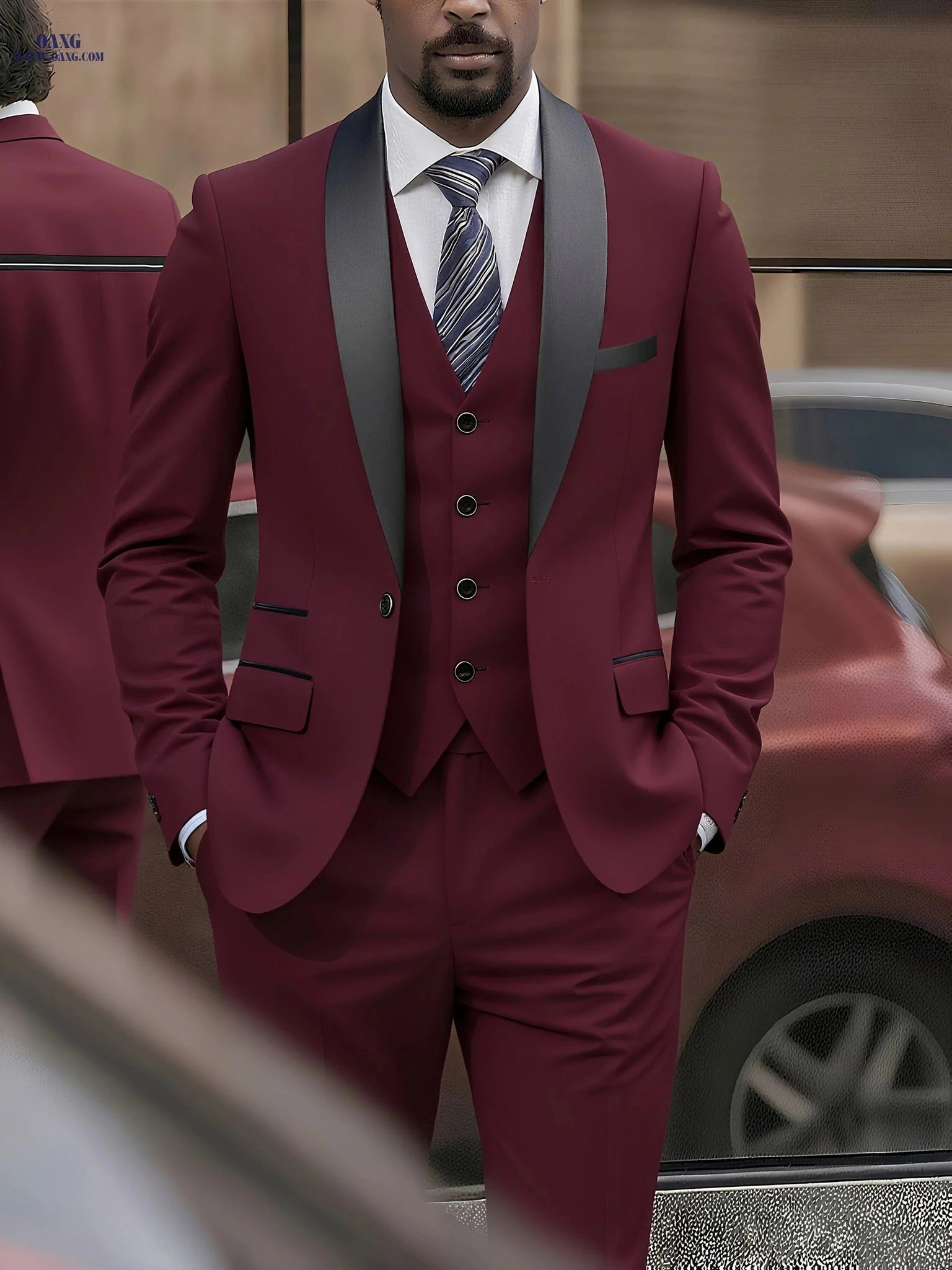 Men's Three-Piece Wedding Set - Jacket, Pants & Vest by BEAUTY IN CLOTH   OAXG 