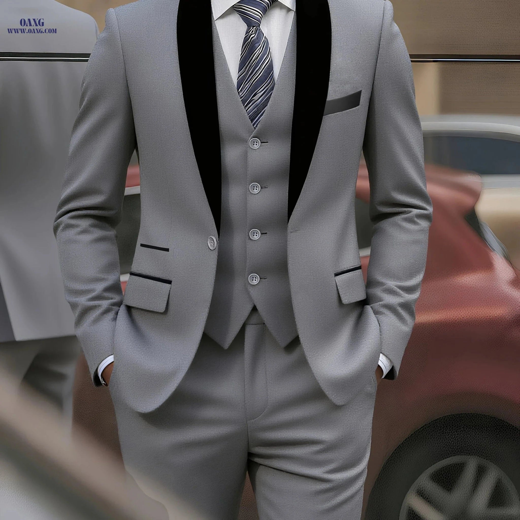 Men's Three-Piece Wedding Set - Jacket, Pants & Vest by BEAUTY IN CLOTH   OAXG 