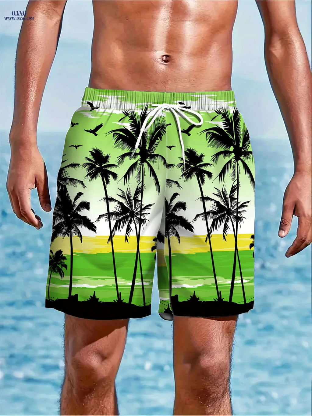 Men's Tie-Dye Beach Shorts - Drawstring, 2 Pockets, Summer Suit   OAXG 