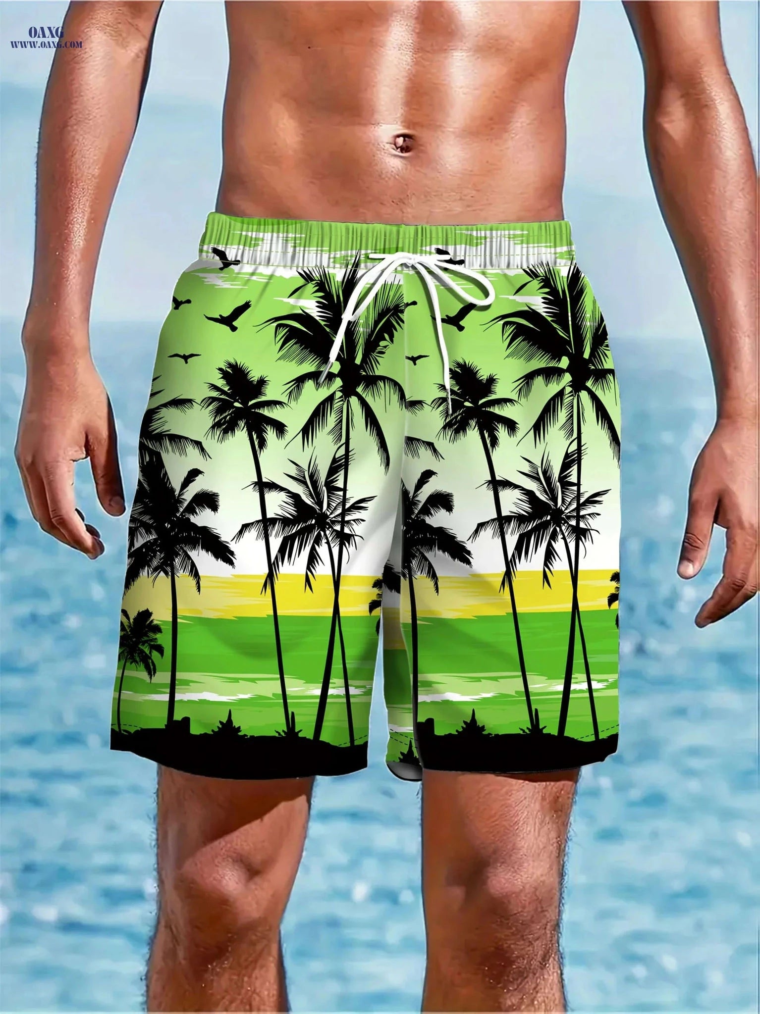 Men's Tie-Dye Beach Shorts - Drawstring, 2 Pockets, Summer Suit   OAXG 